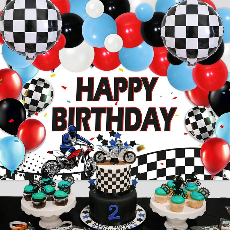 Motorcycle Racing Theme Birthday Cake Topper Extreme Sports Racing