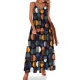 thumbnail image 1 of Vestido geométrico vintage estilo Memphis, vestido largo de moda de los años 80, vestido playero bohemio con escote en V, vestidos largos de tirantes, ropa de calle, vestidos oversize, 1 of 7