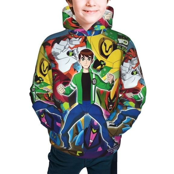 Ben 10 Youth Hoodie Graphic Colorful Cool Kids Hooded Sweatshirts Kangaroo Pocket for Boys Girls Small