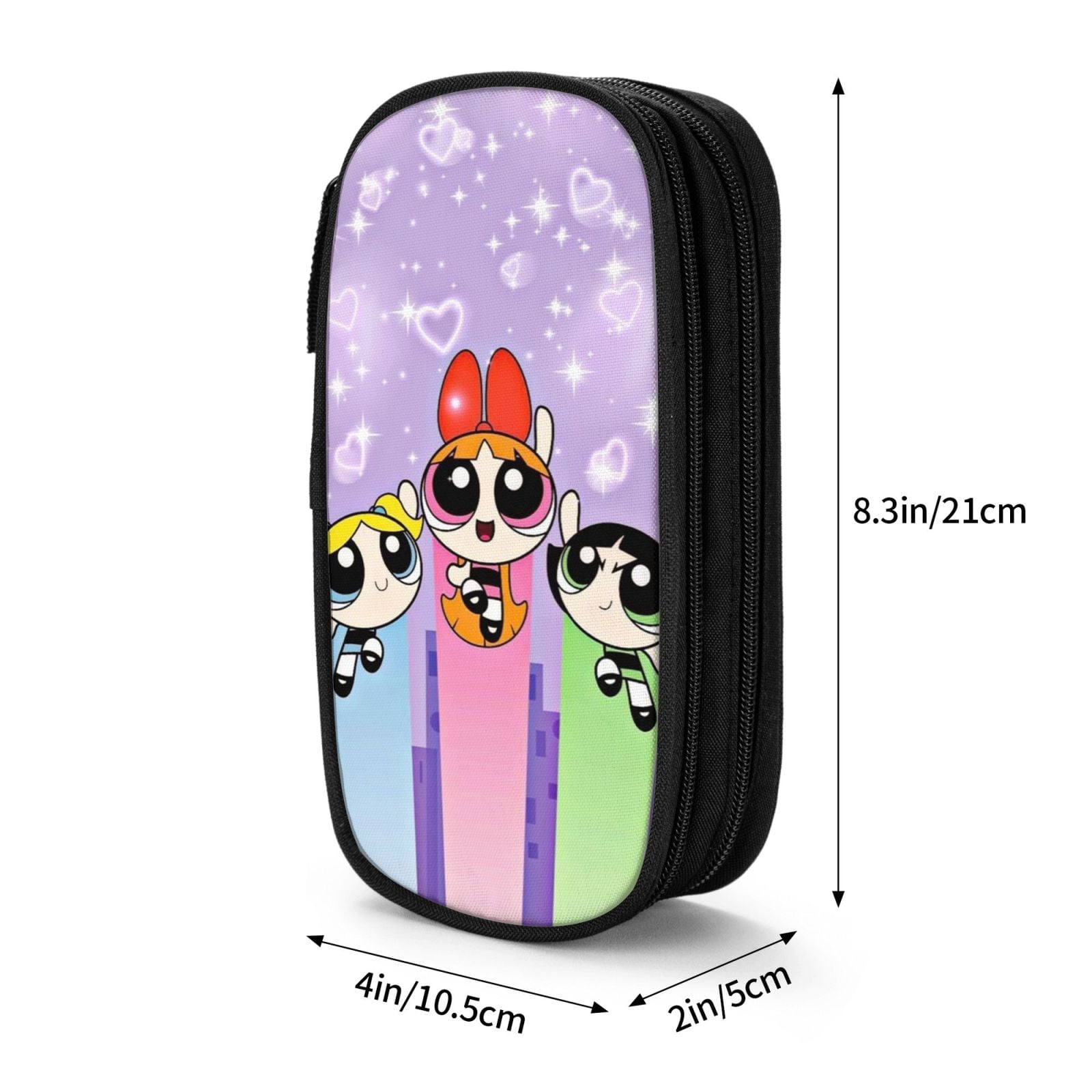 The Powerpuff Gi-rls Pencil Case Large Capacity Pencil Pouch Pen Bag Office Stationery Organizer Travel Makeup Bag Black
