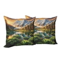 thumbnail image 5 of Ambesonne Lake Throw Pillow Cover Pack of 2, Nature Morning Scenery Peaks, 2 Pcs-36"x36", Peach Green and Fawn, 5 of 5