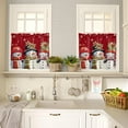 thumbnail image 4 of Kitchen Curtains Tiers, Christmas Snowman Snowflake Holly Winter Scarf Red Background Rod Pocket Short Window Valance Curtains for Kitchen Cafe Bathroom, 27.5"x24", 2 Panels, 4 of 5