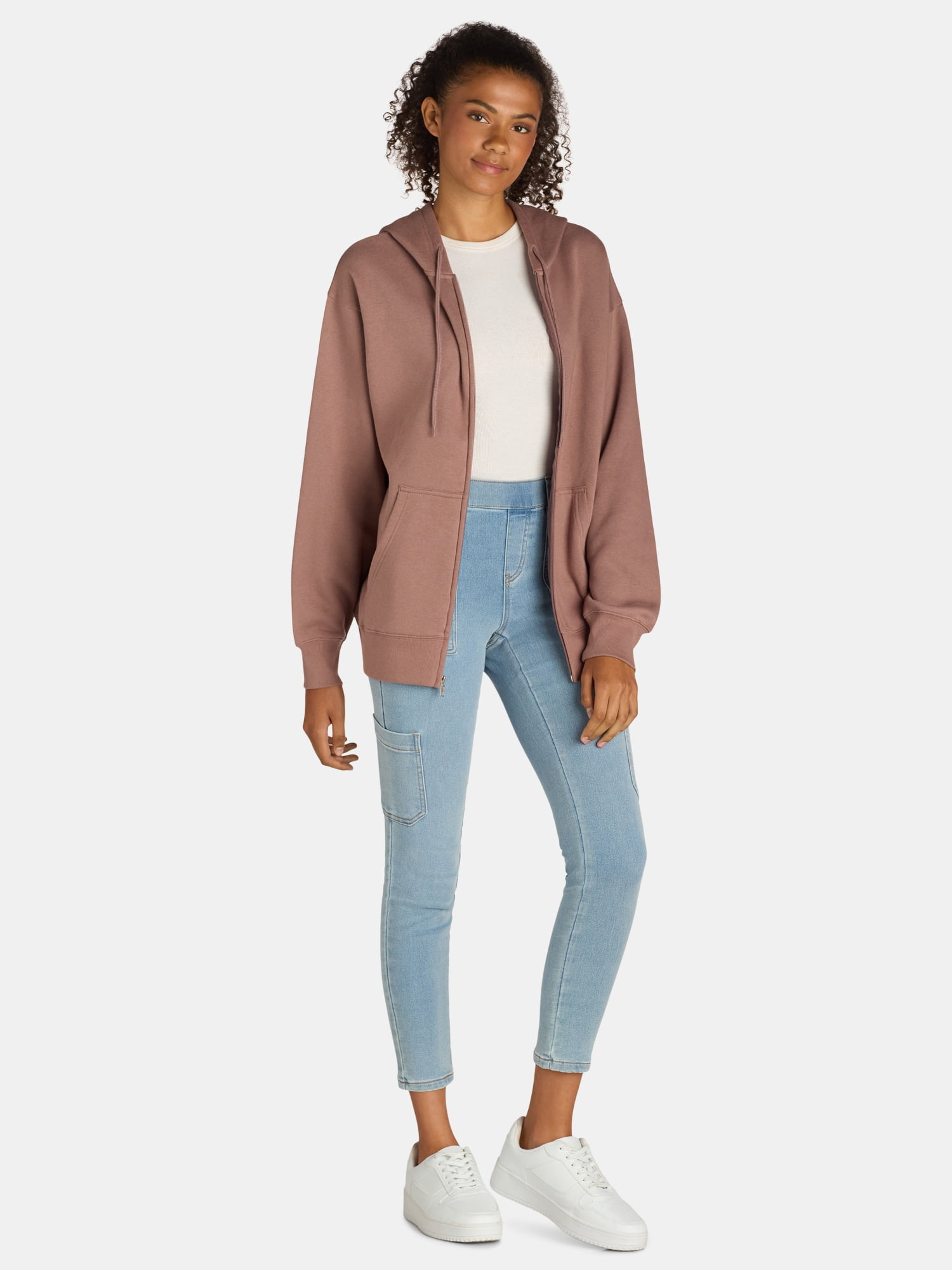 No Boundaries Oversized Zip Hoodie, Women’s