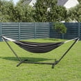 thumbnail image 4 of 2 Person Double Hammock with Heavy Duty Steel Stand - 450lbs Capacity Cotton Bed - Portable & Space-Saving - Indoor Outdoor Patio Camping Garden - Includes Carry Bag - White Agate, 4 of 7