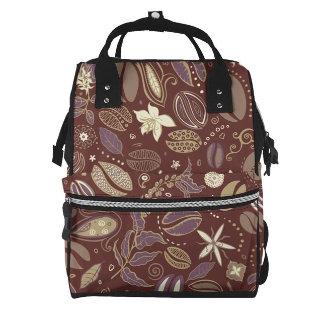 Disketp Coffee and Flowers Mochila de Pañales de Gran Capacidad con Múltiples Bolsillos, Mochila de Viaje Multifuncional para Bebé, Unisex, Moderna y Resistente