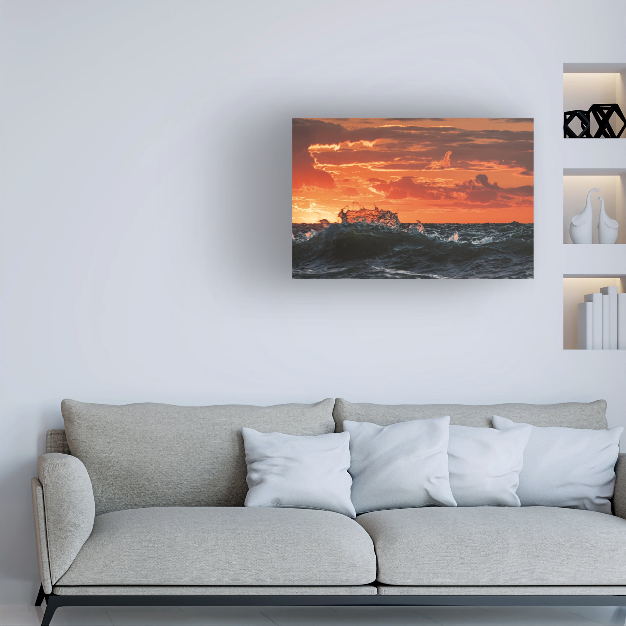 Kurt Shaffer Photographs 'Lake Erie Wave Splash At Sunset' Canvas Art