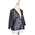 thumbnail image 4 of En Creme Brand Black Leaves and Flowers Appliques Sheer Net Short Kimono Jacket, 4 of 4