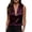 Red, variant on Women's Solid Color Satin Sleeveless Top with Deep V Neck and Turn Down Lapel Collar, Elegant Casual Blouse, for Summer Daily Wear or Office Outfits Beige
