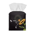 thumbnail image 2 of FUIALDOLG Decorative Car Tissue Holder, Black Cat Sunflower Square Tissue Box Cover PU Leather Facial Paper Case Organizer Dispenser for Bathroom, Vanity Countertop, Night Stands, Desk, 2 of 7