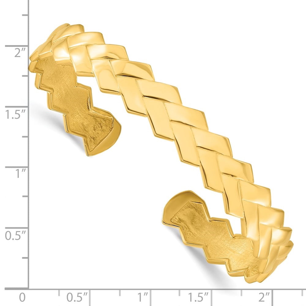 Diamond2Deal 925 Sterling Silver Gold-Plated Polished Cuff Bangle Bracelet for Men 7.75"