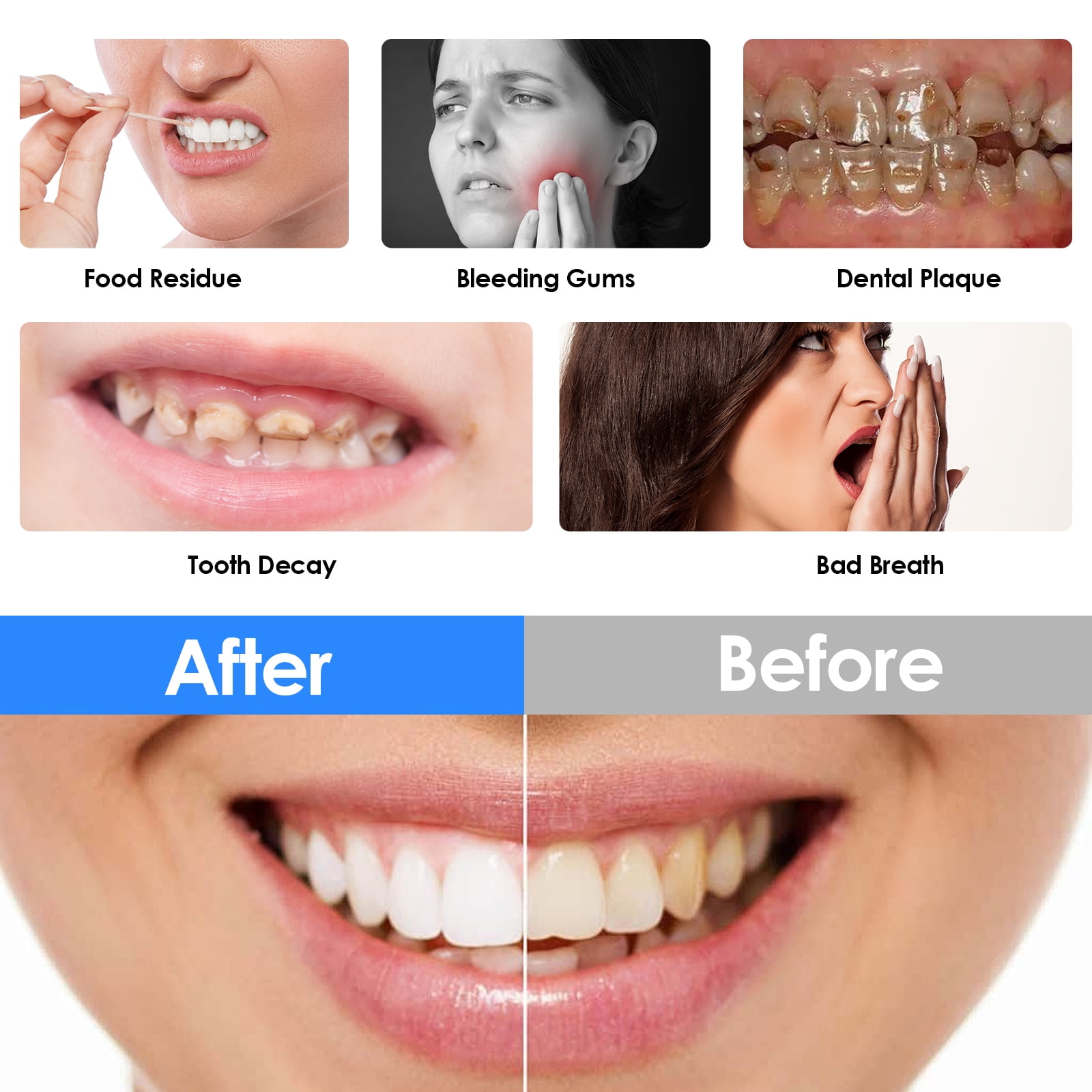 Hooyapik 300ml Large Capacity Home Oral Irrigator 9 Modes Water Flosser with Adjustable Pressure For Gum Care/Breath Remover/Dentures