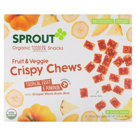 Sprout Tropical Fruit & Pumpkin Fruit & Veggie Crispy Chews Organic Toddler Snacks, 0.63 oz, 5 ct