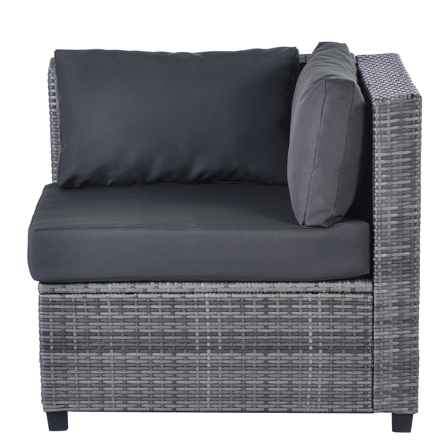 Kadyn 7 Piece Rattan Sectional Seating Group, Outdoor Conversation Sofa Set, Outdoor Ratten Sofa NEW with Cushions and Table, Gray