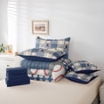 thumbnail image 6 of jejeloiu Baseball Sport Game 7pcs Bedding Comforter Set,Beige Blue Plaid Grid Queen Bedding Sets For Teens Reversible, 6 of 8