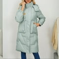 thumbnail image 6 of gbyLJF Women's Long Puffer Coat Solid Color Thickened Fleece Full Zip Hooded Down Jackets Winter Warm Outwear Jackets with Pockets, 6 of 9