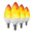 thumbnail image 2 of 4pcs E14 3W Fire Flame Light Bulbs - Warm White Chandelier Candle Light Bulbs compatible Halloween Decor, 2 of 5