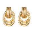 thumbnail image 5 of High End Light Luxury Copper Geometric Earrings Gold Retro Style Cute and Trendy Design Versatile Bezel Setting for Gift, 5 of 5