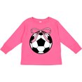 thumbnail image 3 of Inktastic Girls Soccer Ball Coquette Bow Girls Long Sleeve Toddler T-Shirt, 3 of 5