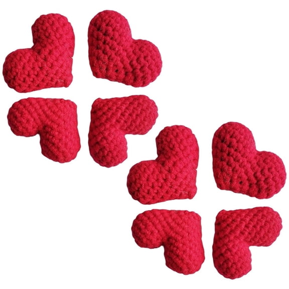 8Jiibva Pcs Red Heart Ornaments Knitted Crochet Heart Ornament Handmade Red Heart Vase Filler Gift Ideal for Home Christmas Tree Party Decor