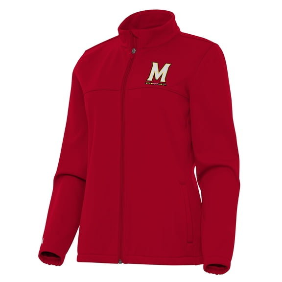 Women's Antigua Red Maryland Terrapins Links 2 Golf Full-Zip Jacket