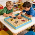 thumbnail image 6 of Foldable Fabric Sandbox Tray - Reusable Portable Play Tray for Kids Sand, Sensory Toys & Outdoor Activities (Blue/Sky Blue), 6 of 6
