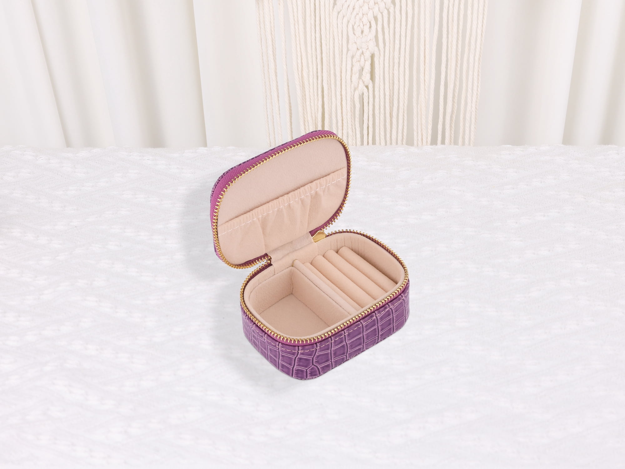 Unique Bargains Travel Jewelry Box Organizer Case Purple
