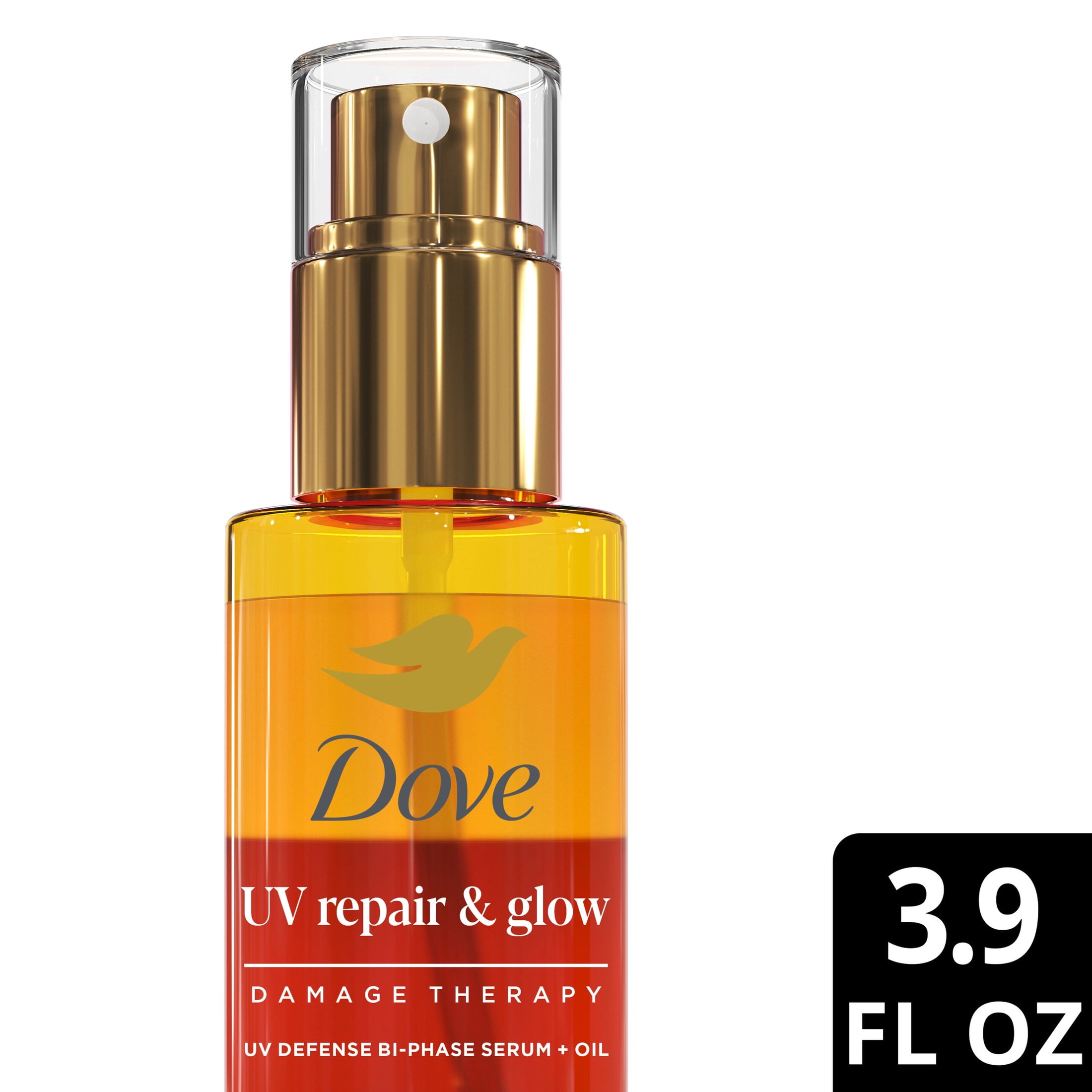 Dove Damage Therapy Defense Bi-Phase Serum + Oil for 70H Protection UV Repair & Glow with Ferulic Serum, 3.9 fl oz