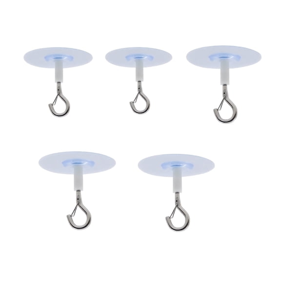 No Drill Ceiling Hook Set Round Damage Free Adhesive Windproof Buckle for Home Hanging Lights Plants Decorations Small Items in Kitchen Bathroom Office Garage, 5 Pieces, Multicolor_#1503