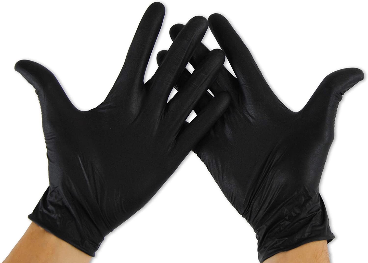 Size M Commercial Powder Free Disposable Nitrile Gloves 6 mil 100 per Pack Black 240mm 