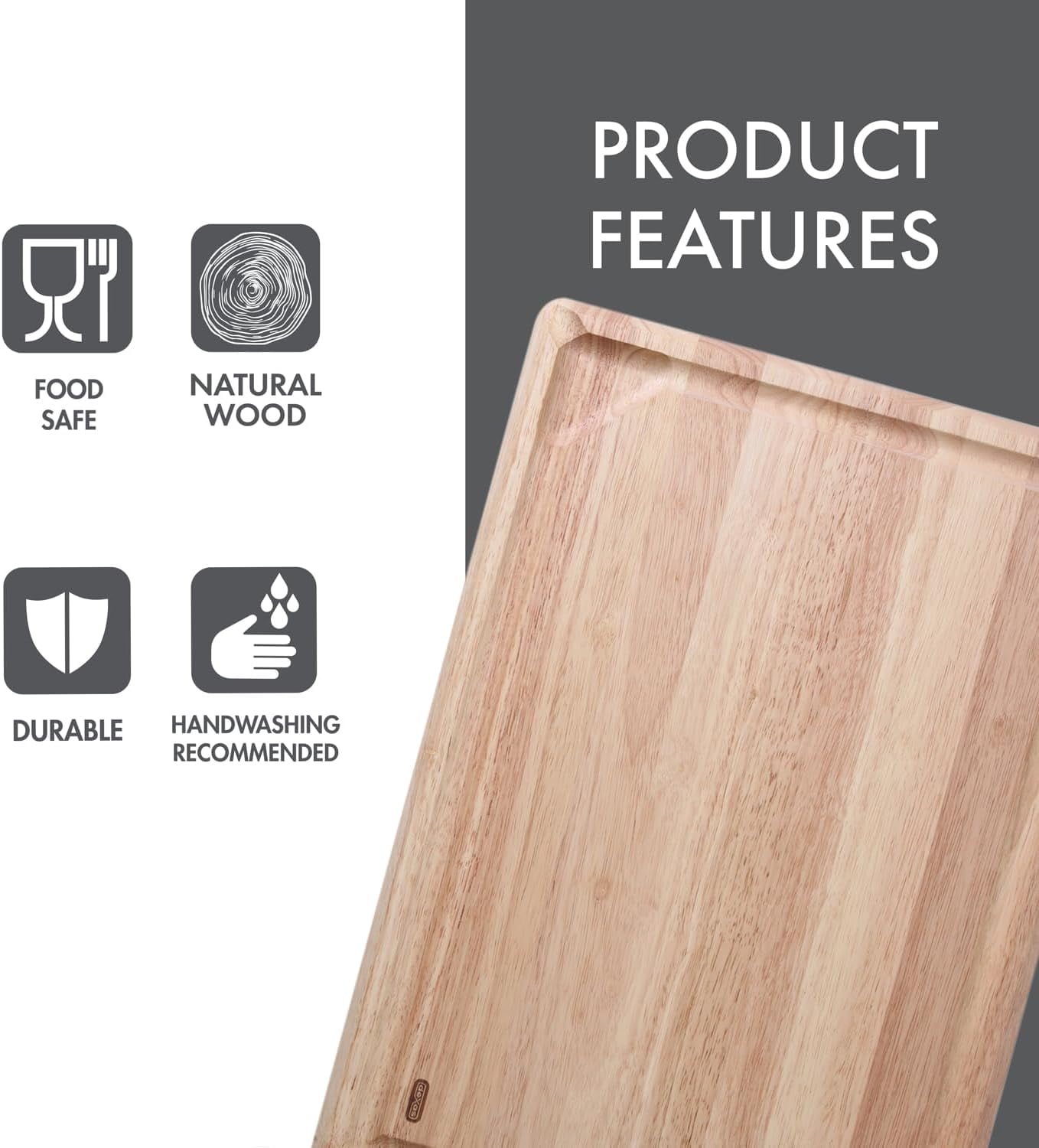 Dexas Rubberwood Pour Spout Cutting Board – 21" x 15" x 1" | Juice Groove, Easy-Pour Corner, Heavy-Duty Wood Board for Carving & Chopping