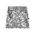 thumbnail image 5 of HULIJA Metallic Sequined Skirt for Women Stretchy Pencil Bodycon Mini Rave Skirts for Dance Party Silver M, 5 of 7