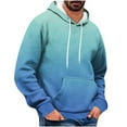 thumbnail image 2 of Qulqfy Fall Men Hoodie Green Pullover Casual Hooded Long Sleeve Gradient Sweatshirts with Kangaroo Pocket Men Sweatshirts XL, 2 of 5