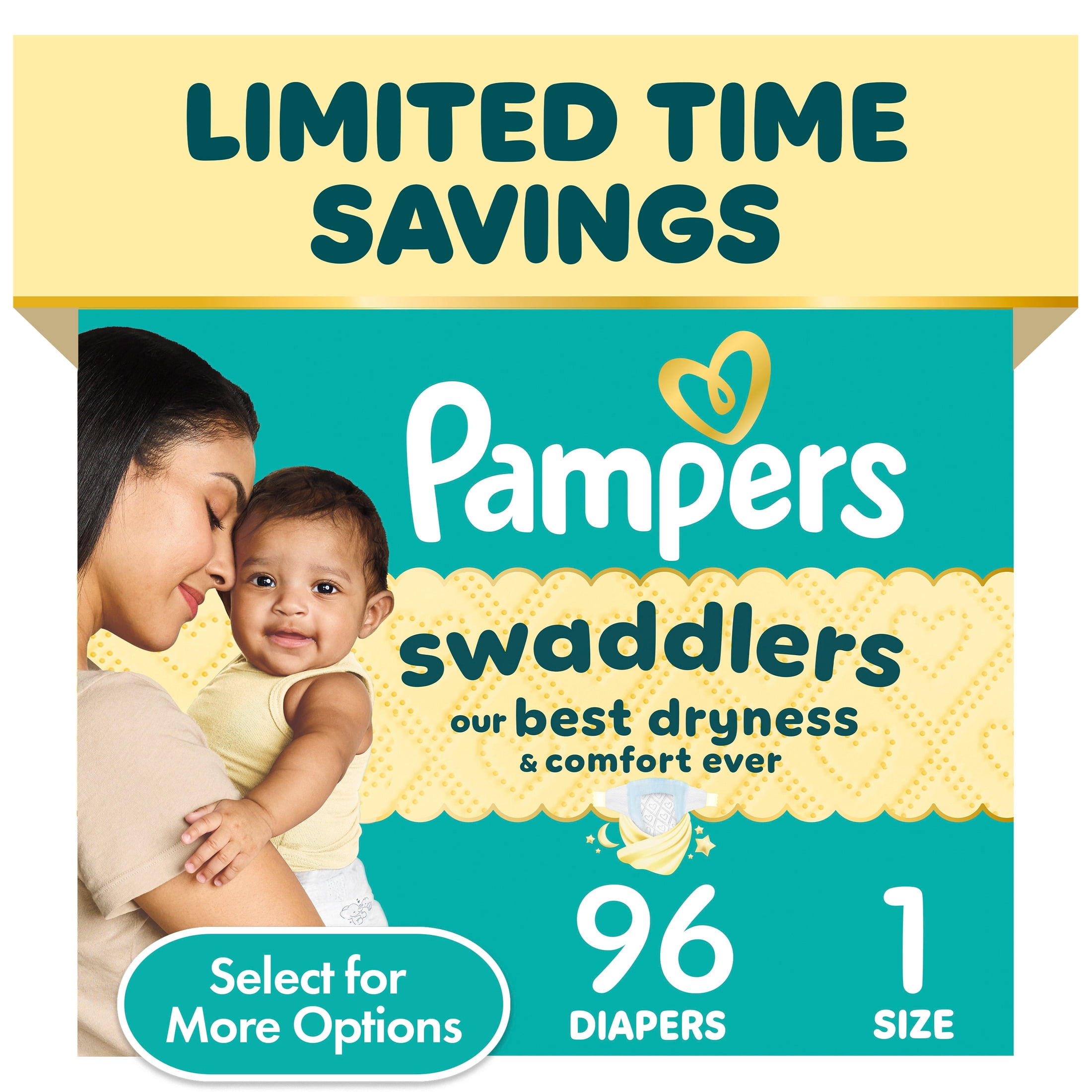 Pampers Swaddlers Diapers, Size 1, 96 Count and Pampers Sensitive