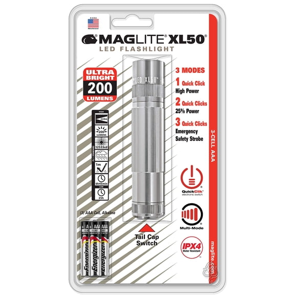 Linterna MagLite XL50 LED de 3 pilas AAA Plata