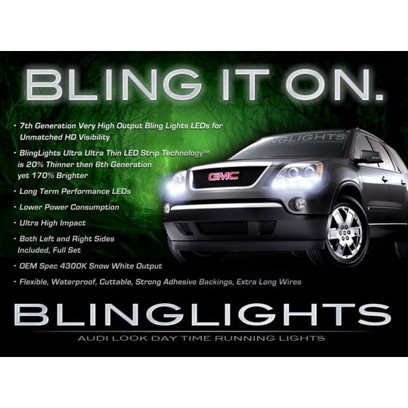 For GMC Acadia LED DRL Head Light Strips Day Time Running Lamps Set