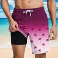 thumbnail image 2 of HAPIMO Summer Outdoor Swimsuit Shorts 9" Beach Shorts Men Swim Trunks with Compression Liner Quick Dry Board Shorts Hawaiian Bathing Mesh Lining Shorts Casual Outings Travel Shorts Pink 3X-Large, 2 of 6