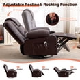 thumbnail image 5 of UHOMEPRO Swivel Recliner Chair for Adults, 360° Manual Swivel Rocker Recliner with Massage and Heat, 23 Inch Wide Seat, Overstuffed Armrests, Cup Holders, USB Charging Port and Storage Pockets, Brown, 5 of 8