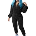 thumbnail image 2 of Miluxas Womens Fall Lounge Sets 2 Piece Outfits Winter Pajamas Set Cropped Quarter Zip Sweatshirts Jogger Pant Set Black XXL(XXL), 2 of 9