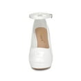 thumbnail image 6 of BLISSFUL STEP Women's Block Heel Pumps Platform Ankle Strap Round Toe Heel White 9, 6 of 7