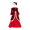 thumbnail image 2 of Conjunto de disfraz de Papá Noel para mujer, decoración, vestido, cinturón, sombrero para fiestas y días festivos 4XL, 2 of 10