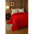 thumbnail image 3 of Shubozy Luxury 2 Ply  Korean Style Mink Fleece Blanket – King  Size, Embossed Plush Bed Blanket, Red, 3 of 6