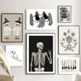 thumbnail image 2 of Nordic Halloween Skeleton Witchy Gothic Ghost Canvas Painting Pumpkin Bats Cat Poster Prints Wall Art for Living Room Decoration, 2 of 5