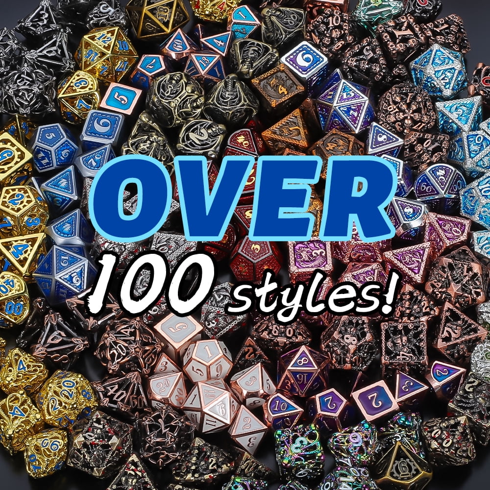 CiaraQ Mystery Metal DND Dice Set – 7pc Blind Bag with Random Class & Funny DND Stickers – Metal Role Playing Dice for Dungeons and Dragons
