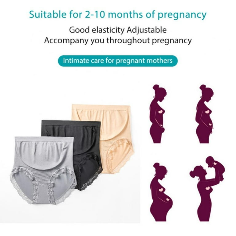 Baywell Maternity High Waist Pregnancy Panties Over Bump Seamless Support  Maternity Underwear for Women Black M-XL