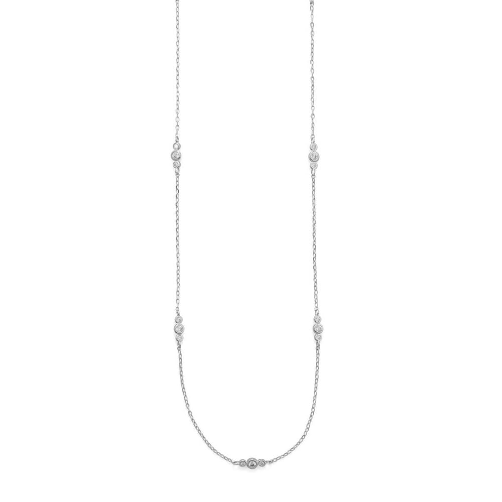 AzureBella Jewelry - Long 30-inch Necklace Cubic Zirconia Stations ...