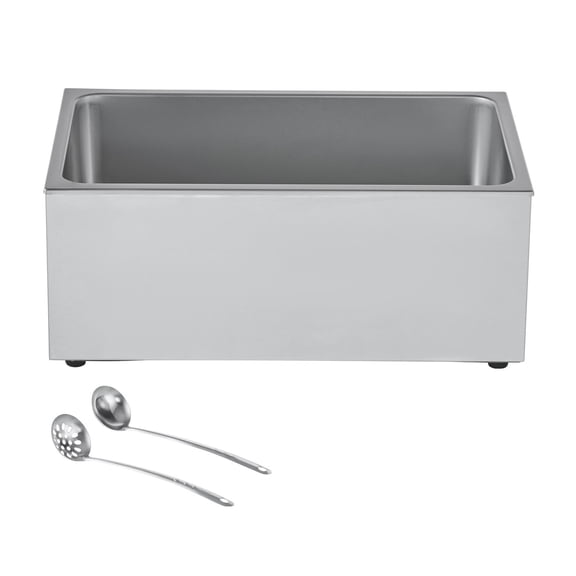 KFFKFF Commercial Electric Food Warmer, 1200W Stainless Steel Countertop Steam Warmer, Quick Heating Buffet Bain Marie with Soup and Perforated Ladles, Ideal for Catering, Restaurants, Events
