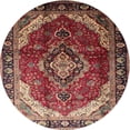 thumbnail image 1 of Ahgly Company Tapis Rond Traditionnel Rouge Safran Lavable en Machine, 3 Pieds Rond, 1 of 7