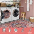 thumbnail image 4 of Bohemian Floral Medallion Area Rug - 3x5 Hot Pink Rug for Girls Room Front Entry Mat, Non-Slip Machine Washable Soft Throw Carpet for Bathroom Apartment Entrance Laundry, Fuchsia/Multi, 4 of 8
