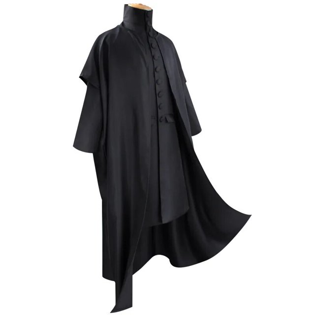 Disfraz de profesor Severus Snape para adultos, camisa con capa negra para escuela de Hogwartes, traje de varita mágica, uniformes para fiesta de Carnaval