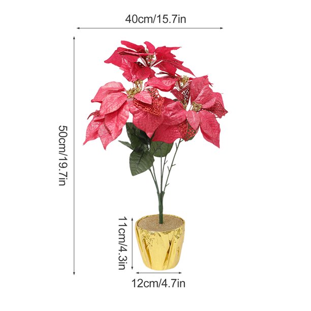 Artificial Red Poinsettia Potted Plant,Poinsettia Plant Artificial Poinsettia  Bonsai, Simulation Poinsettia Plant Christmas Flowers Decorations in Pot -  Walmart Business Supplies